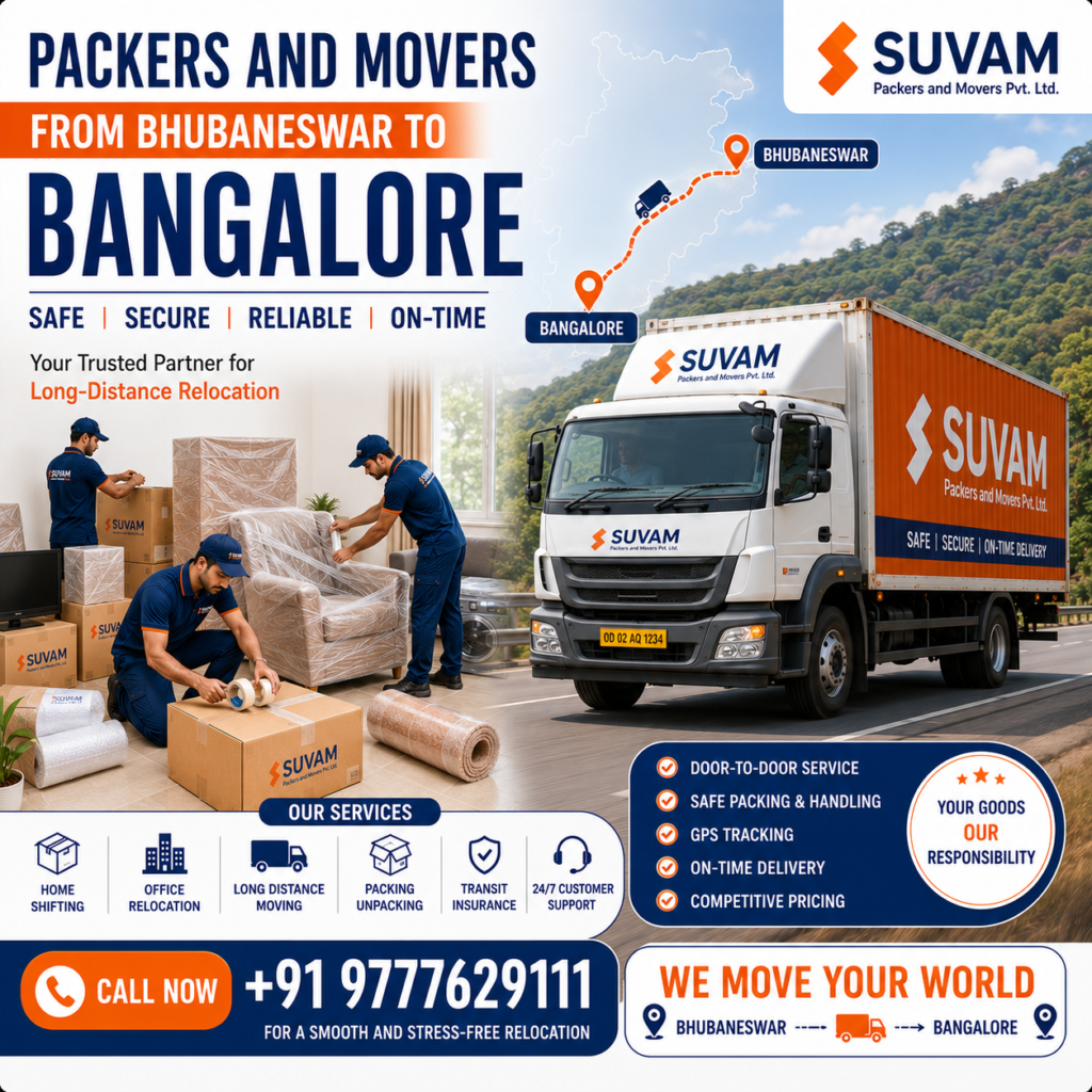 packers and movers in Bhubaneswar to Bangalore